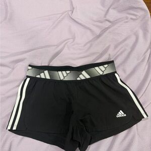 adidas Black Women's Athletic Shorts with White Stripes
